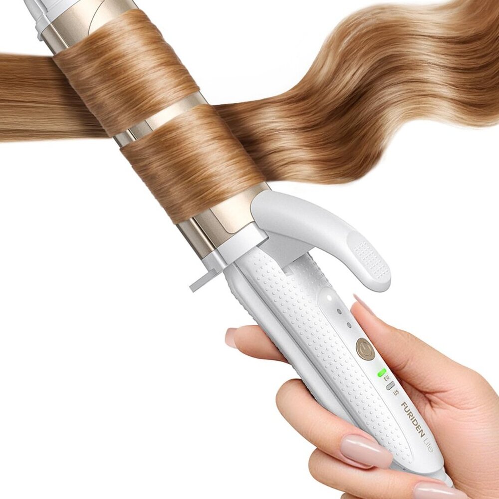 FURIDEN Lite Dual-Voltage Curling Iron: 110V-240V 1 1/2 Inch Ceramic Wide Barrel